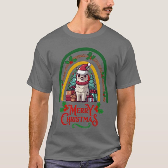 Camiseta Engraçado no Natal Llama (Frente)