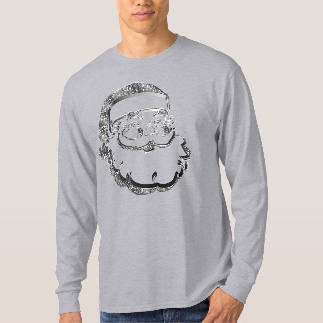 Camiseta Engraçado Noel Claus Retrato Pai Natal (Frente)