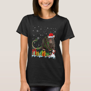 Camiseta Engraçado Noel Hat Rat Noite Luzes de Natal