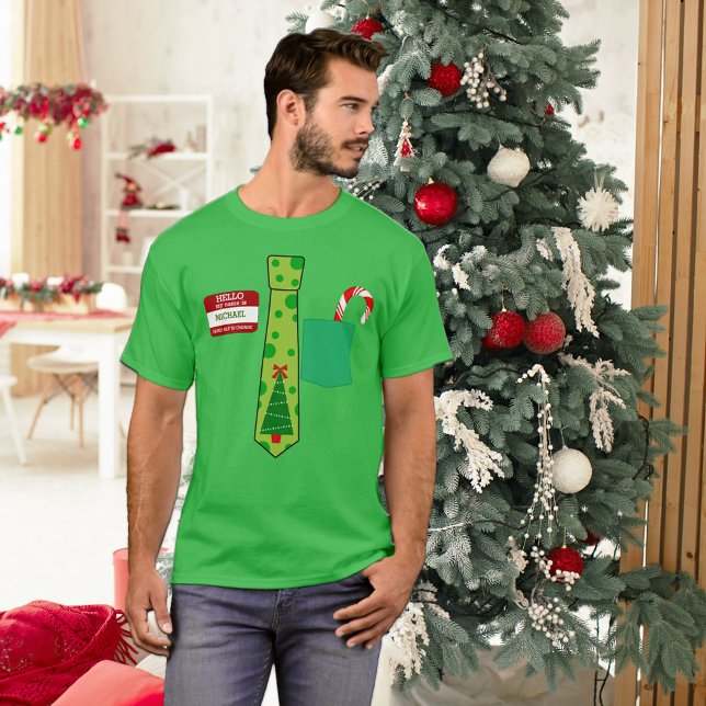 Camiseta Engraçado Nome de etiqueta de Natal Personalizado (Criador carregado)