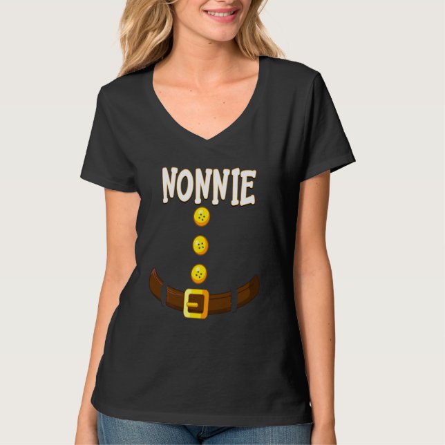 Camiseta Engraçado Nonnie Christmas Gnomo Dwarf Matando Elf (Frente)