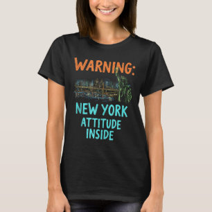 Camiseta Engraçado Nova Iorque da noite Skyline Vintage Tan