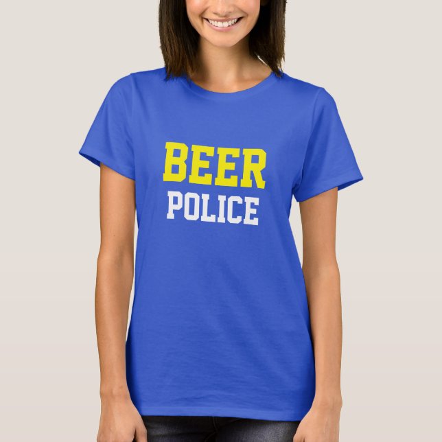 Camiseta Engraçado Novelty College Style Design BEER POLÍCI (Frente)