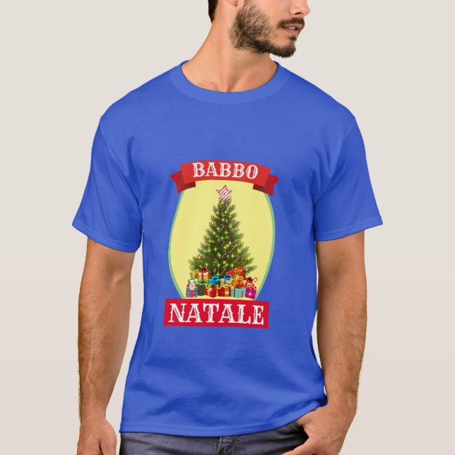 Camiseta Engraçado Novelty Natal BABBO NATALE T-Shirt (Frente)