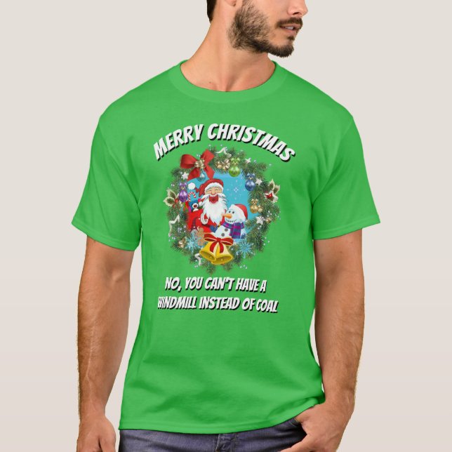 Camiseta Engraçado Novelty WINDMILL DE Natal EM VEZ DE CARV (Frente)