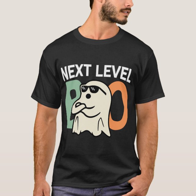 Camiseta Engraçado Novo nível, bu Engraçado, Boo Ghost Corr (Frente)