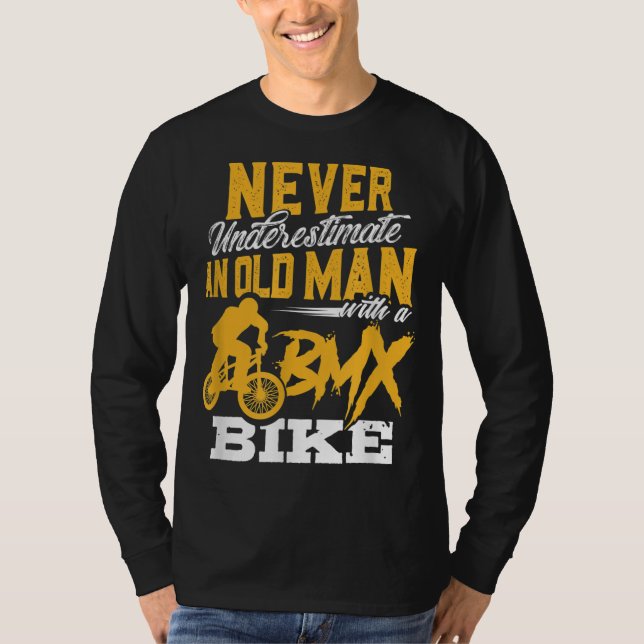 Camiseta Engraçado Nunca subestime um Velho com BMX Bi (Frente)