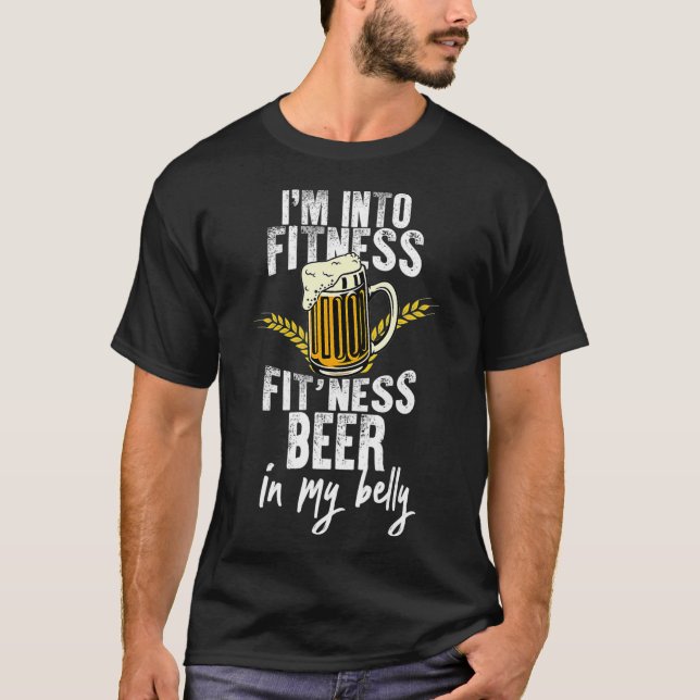 Camiseta Engraçado-o em cerveja de malhação na minha barrig (Frente)