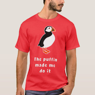 Camiseta Engraçado O Puffin Me Fez Fazer Isso Na Islândia