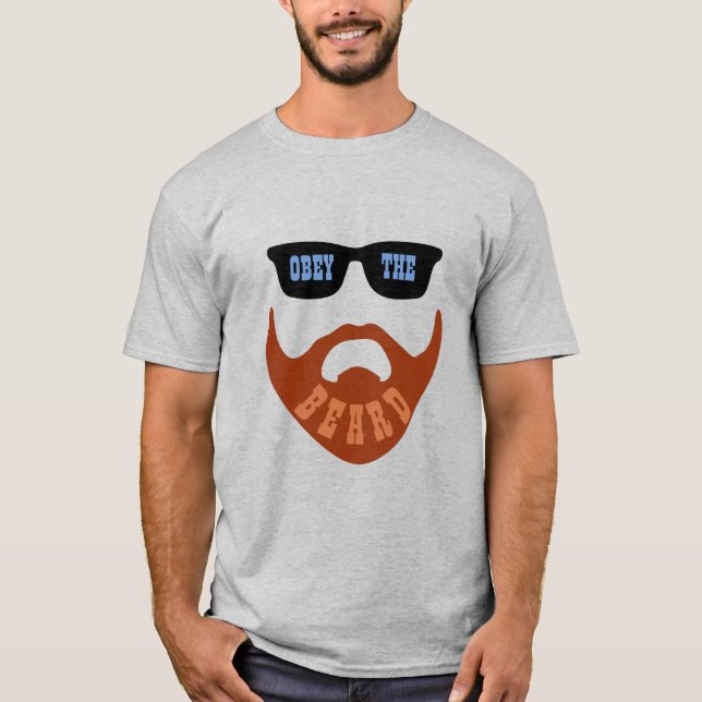 Camiseta Engraçado Obedeça à Barba (Olhos Azuis da Barba Ve (Frente)