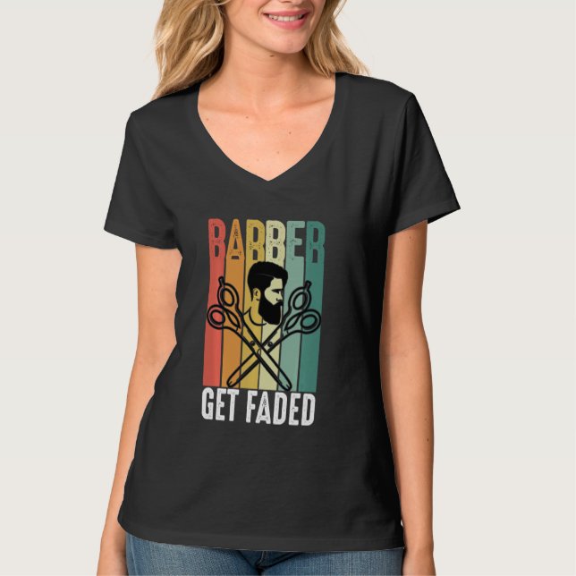 Camiseta Engraçado Obter Retrô De Barber Desbotado Para Cab (Frente)