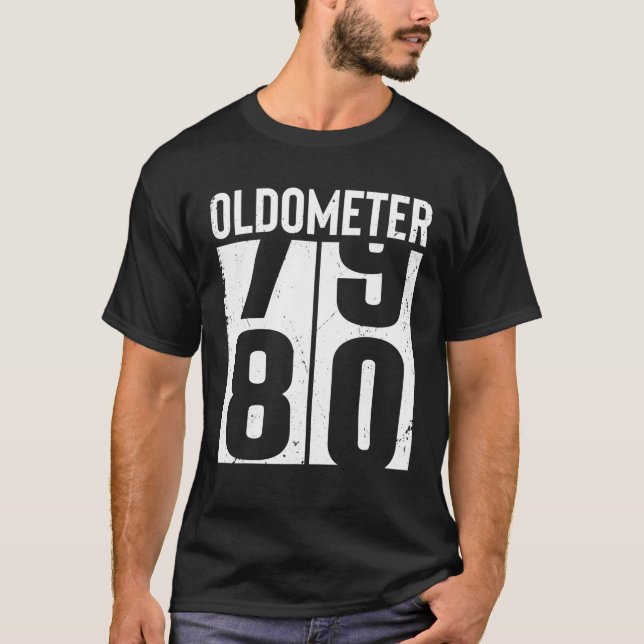 Camiseta Engraçado Odometer de Aniversário 80 de 80 Anos (Frente)