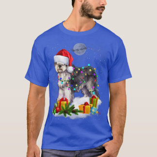 Camiseta Engraçado Olho Inglês Cão Cachorro Luzes de Natal