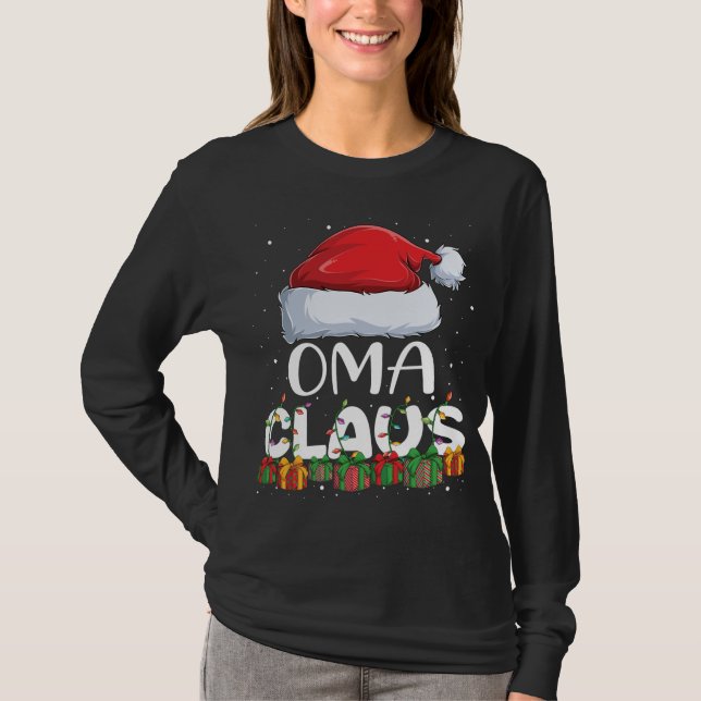 Camiseta Engraçado Oma Papai Noel Casa de Pijamas (Frente)