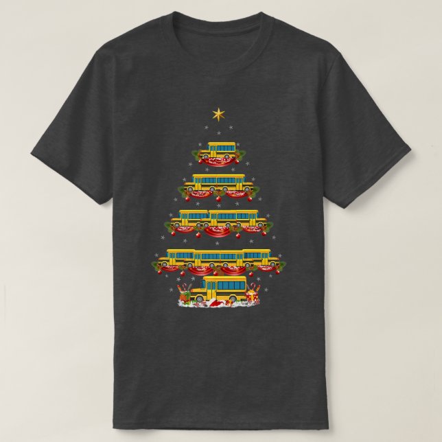 Camiseta Engraçado Ônibus Escolar Papais noeis Xmas Bus Chr (Frente do Design)