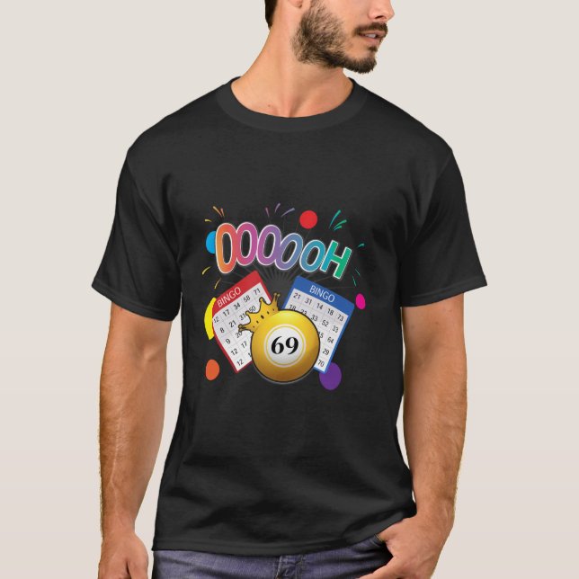 Camiseta Engraçado Ooooh 69 Bingo Fan LGBT Bingo Ball Long  (Frente)