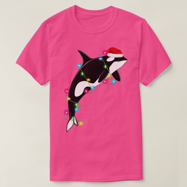 Camiseta Engraçado Orca Killer Whale Santa Hat (Frente do Design)