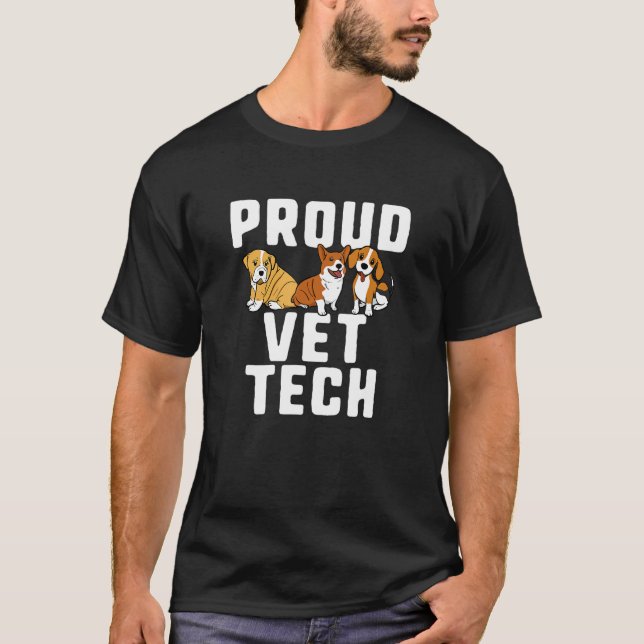 Camiseta Engraçado, Orgulhoso Vet Tech Amante de os animais (Frente)
