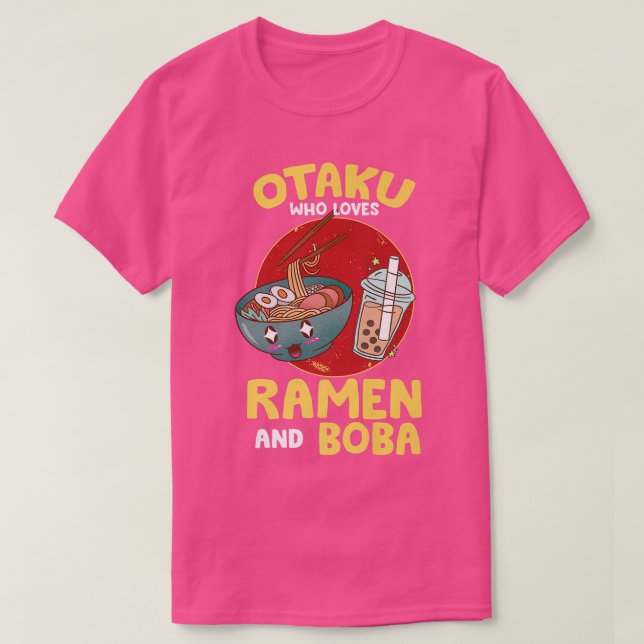 Camiseta Engraçado Otaku que ama Ramen e Boba - Kawaii Bubb (Frente do Design)
