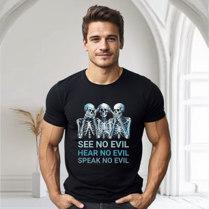 Camiseta Engraçado Ouça Fale Veja Nenhum Mal Dia das Bruxas