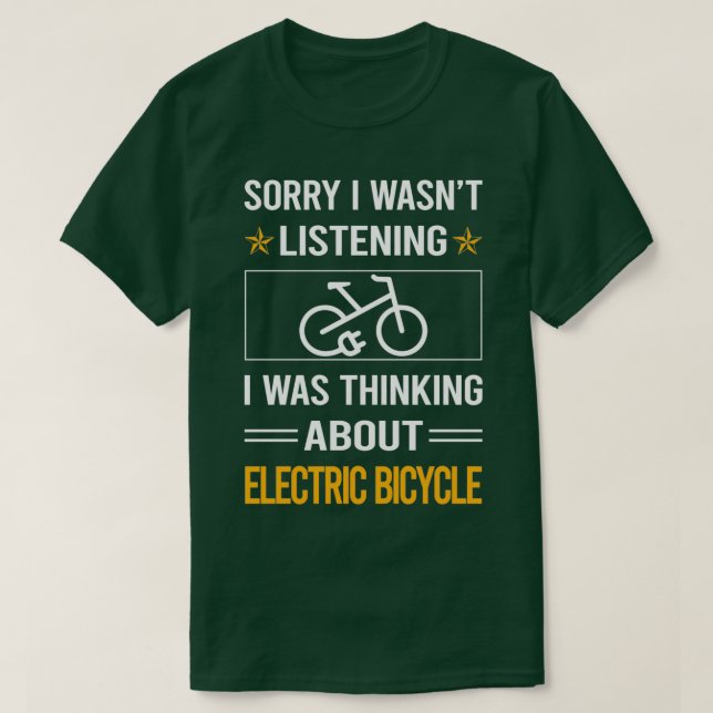 Camiseta Engraçado Ouvir Bicicleta Elétrica E Bike Ebike (Frente do Design)