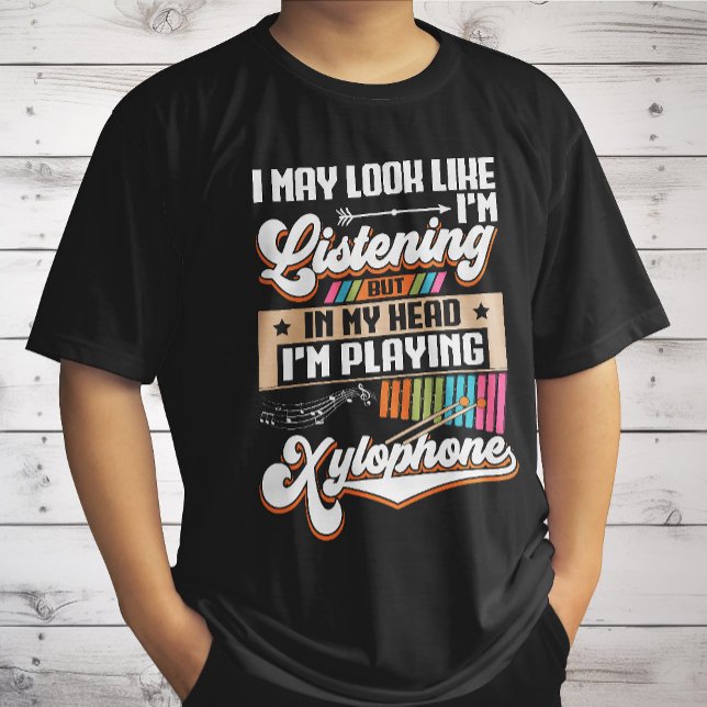 Camiseta Engraçado ouvir na minha cabeça Estou tocando Xylo (Criador carregado)