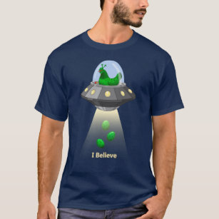 Camiseta Engraçado Ovni Green Chicken Alienígena