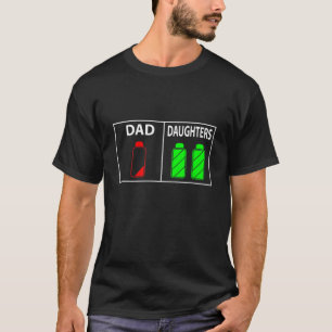 Camiseta Engraçado Pai de Bateria Baixa de Duas Filhas Da d