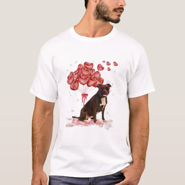 Camiseta Engraçado Pai de Cachorro Dia de os namorados Pitb (Frente)