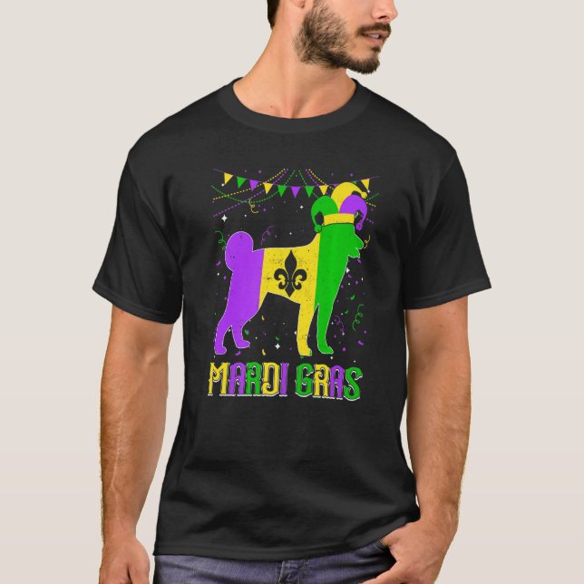 Camiseta Engraçado Pai de Cachorro Mardi Gras Shiba Inu Mãe (Frente)