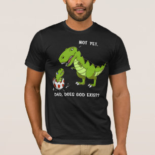 Camiseta Engraçado Pai De Dinossauro T-Rex Deus Existe Ate