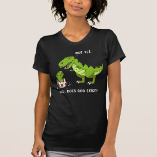 Camiseta Engraçado Pai De Dinossauro T-Rex Deus Existe Ate