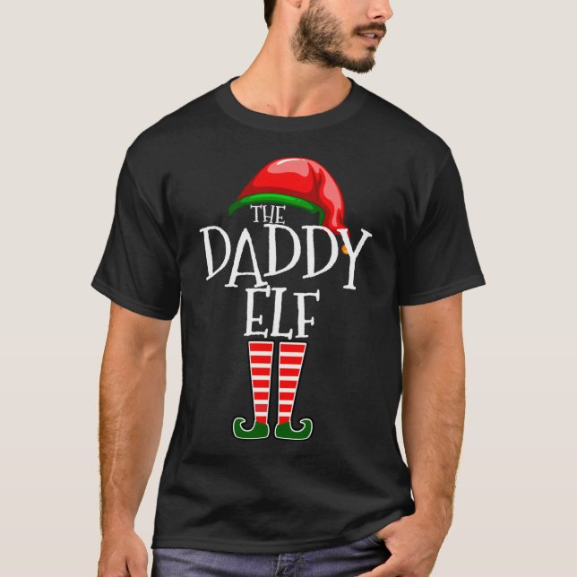 Camiseta Engraçado Pai de Natal Elf Matching (Frente)