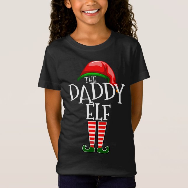 Camiseta Engraçado Pai de Natal Elf Matching (Frente)