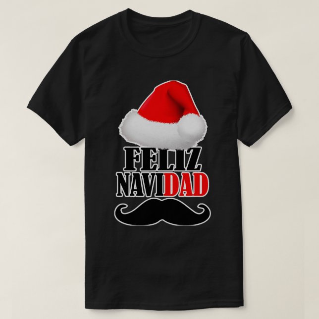 Camiseta Engraçado Pai de Natal Mustache Feliz (Frente do Design)