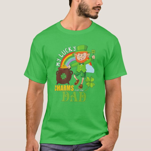 Camiseta Engraçado Pai Paddy Day St Patricks Sortudos Chama (Frente)