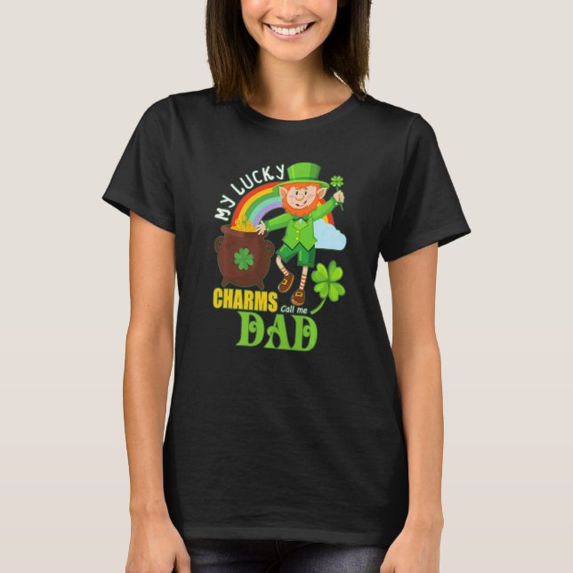 Camiseta Engraçado Pai Paddy Day St Patricks Sortudos Chama (Frente)