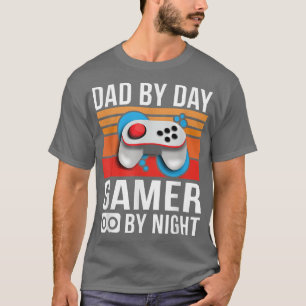 Camiseta Engraçado Pai por Jogador do Dia por Noite Pai