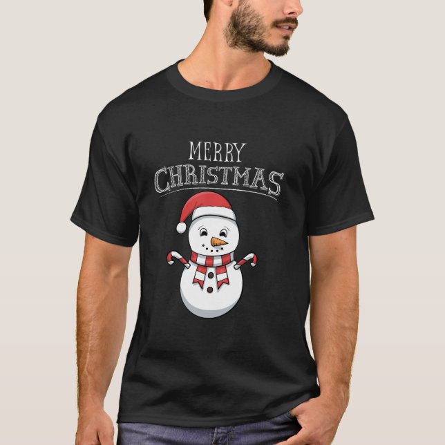 Camiseta Engraçado Pajama Natal Snowman Papais noeis bonito (Frente)