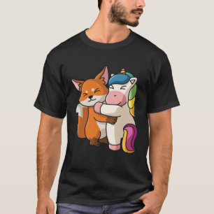 Camiseta Engraçado Panda e Unicórnio, Bichos-de-Cu