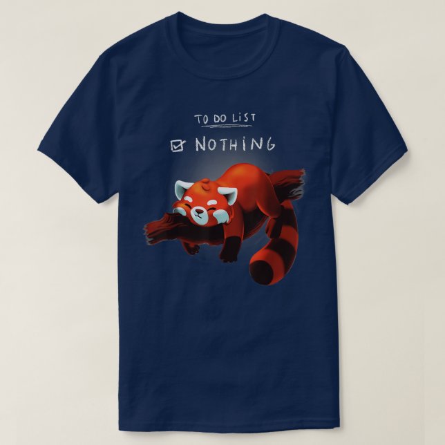 Camiseta Engraçado Panda Vermelha Preguiçosa para fazer lis (Frente do Design)