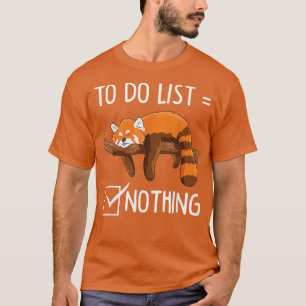 Camiseta Engraçado Panda Vermelha Preguiçosa para fazer lis