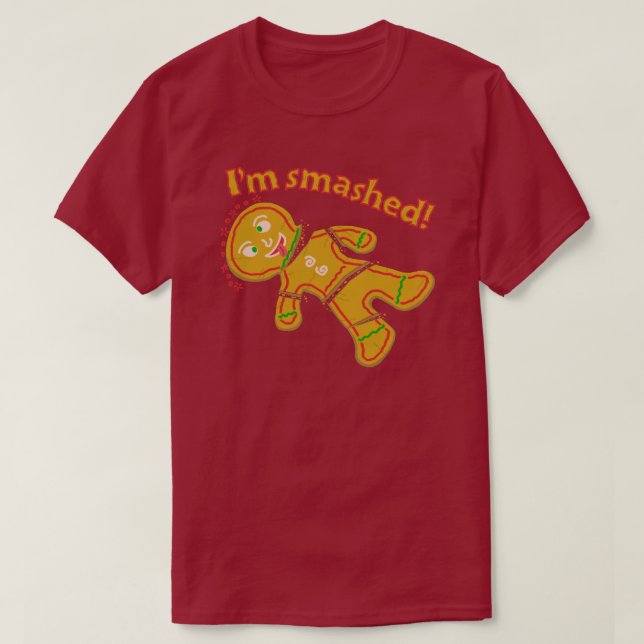 Camiseta Engraçado Pão-Pão Esmagado Natal (Frente do Design)