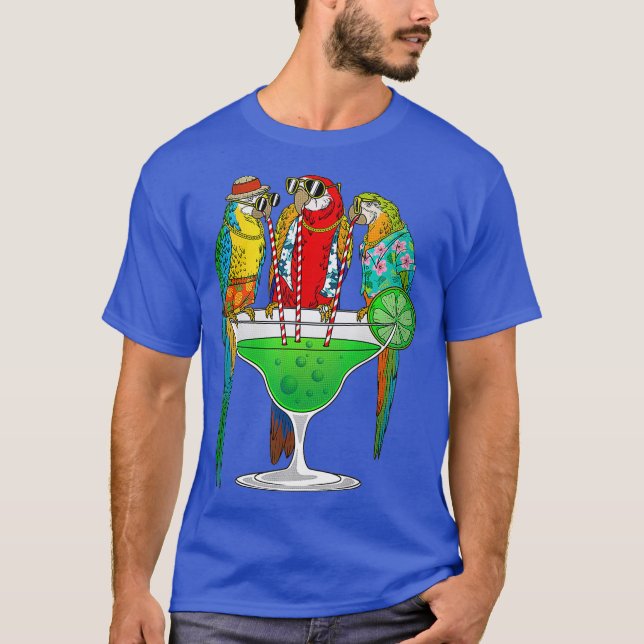 Camiseta Engraçado Papagaio Havaiano Margarita Presente Par (Frente)