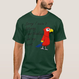 Camiseta Engraçado Papagaio Pensando Sobre Pássaro