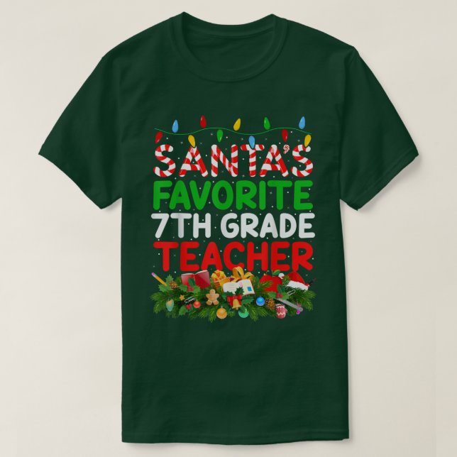 Camiseta Engraçado Papai noel de Luzes do Natal 7 Professor (Frente do Design)