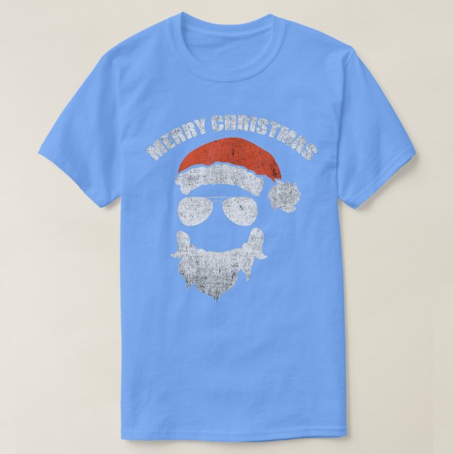 Camiseta Engraçado Papai Noel encara óculos escuros com bar (Frente do Design)