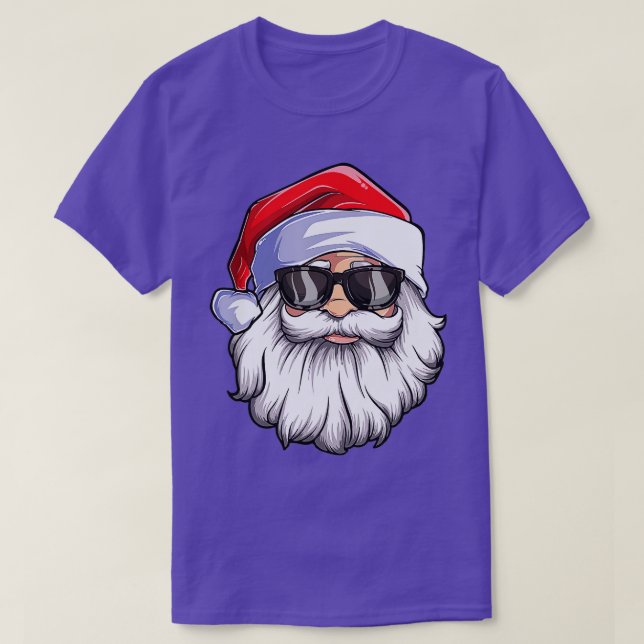 Camiseta Engraçado Papai Noel encara óculos escuros com bar (Frente do Design)