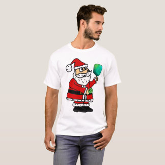 Camiseta Engraçado Papai Noel Jogando Pickleball
