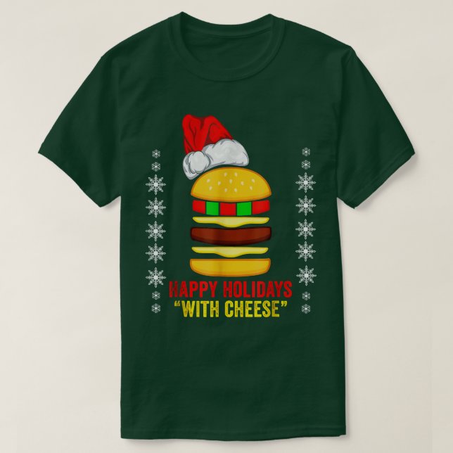 Camiseta Engraçado Papai Noel Que Queijo De Natal Floco De  (Frente do Design)